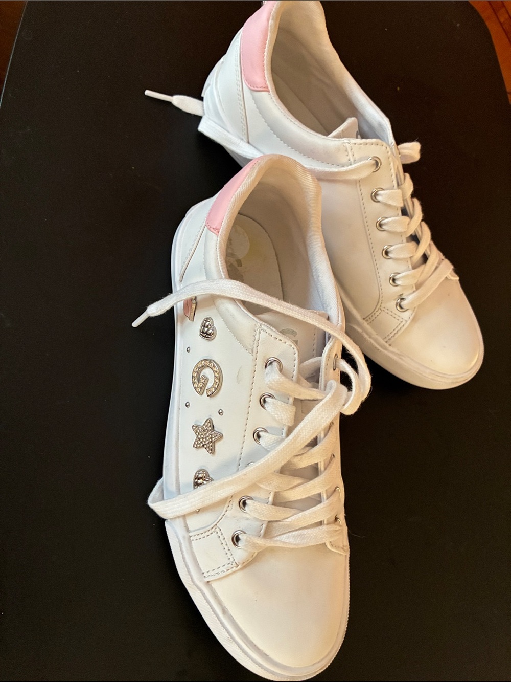 White GBG Los Angeles with Pink Heel Accent and Decorative Charms - Women